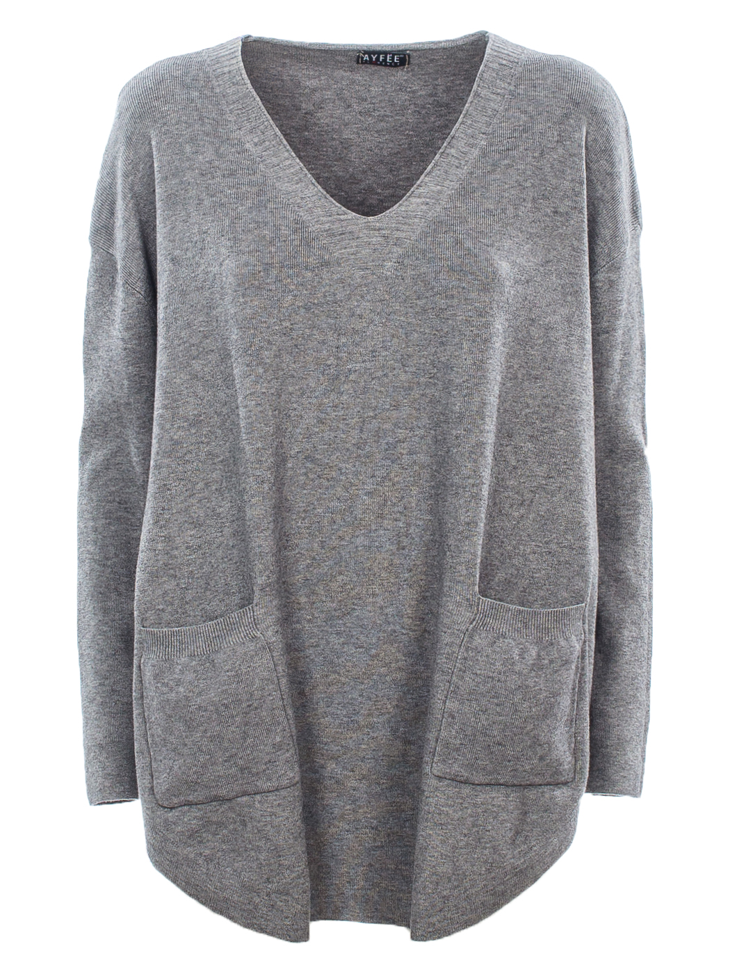 MAGLIA CALATA SCOLLO A V CON TASCHE, TG UNICA - GREY